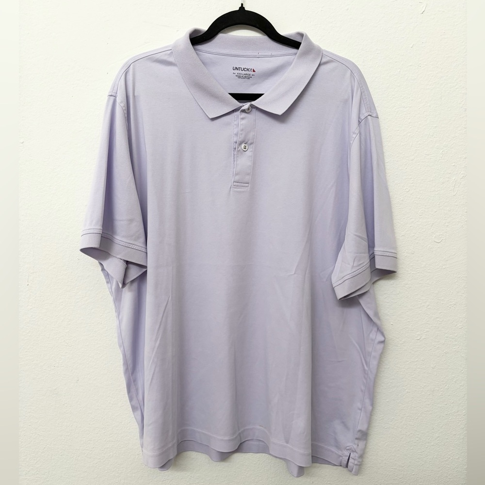 UNTUCKit Damaschino Men's Short Sleeve Lavender 100% Cotton Polo Size 3XL